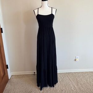 Chic Black Spaghetti Strap Maxi Dress